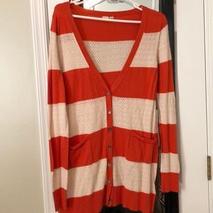 Anthropologie orange and cream striped cardigan